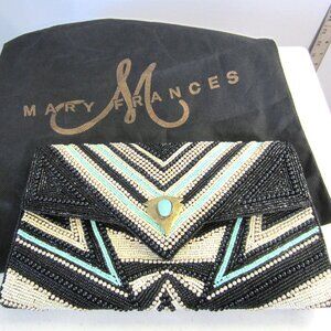 Mary Frances Vintage Beaded Black and Turquois Clutch/Shoulder Bag